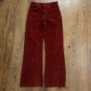 Paloma Wool Brown Red Corduroy Pants Size 36 wide straight leg raw hem